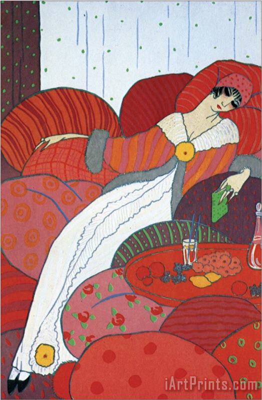 Georges Barbier Seated Woman Art Painting
