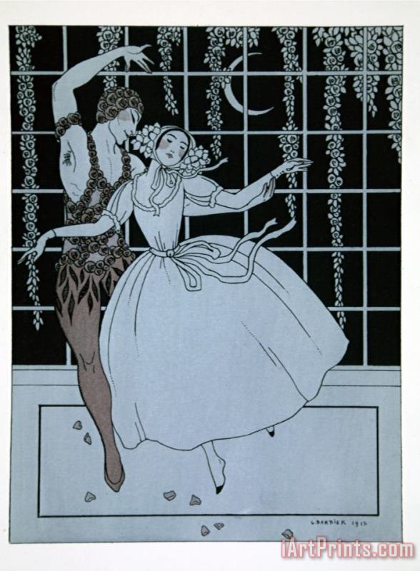 Georges Barbier Spectre De La Rose From The Series Designs on The Dances of Vaslav Nijinsky Art Print