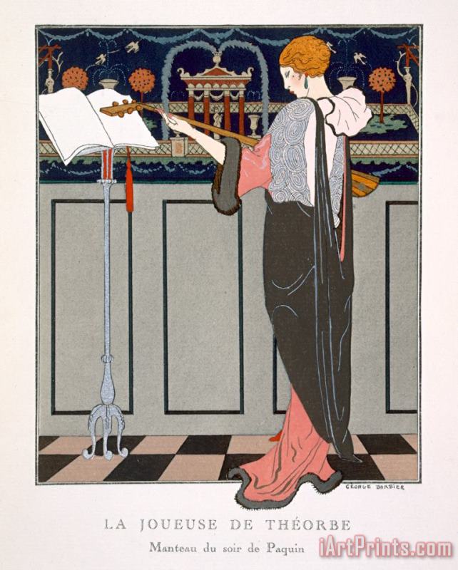 The Theorbo Player painting - Georges Barbier The Theorbo Player Art Print