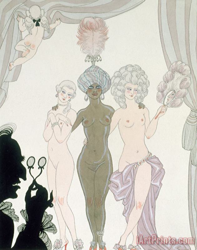 The Three Graces painting - Georges Barbier The Three Graces Art Print