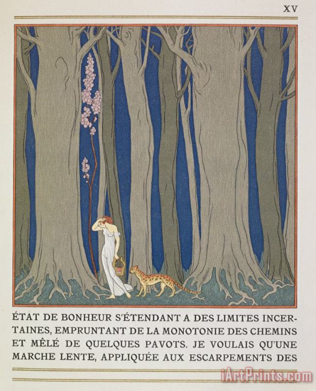 Georges Barbier Woman Followed By A Leopard Art Print
