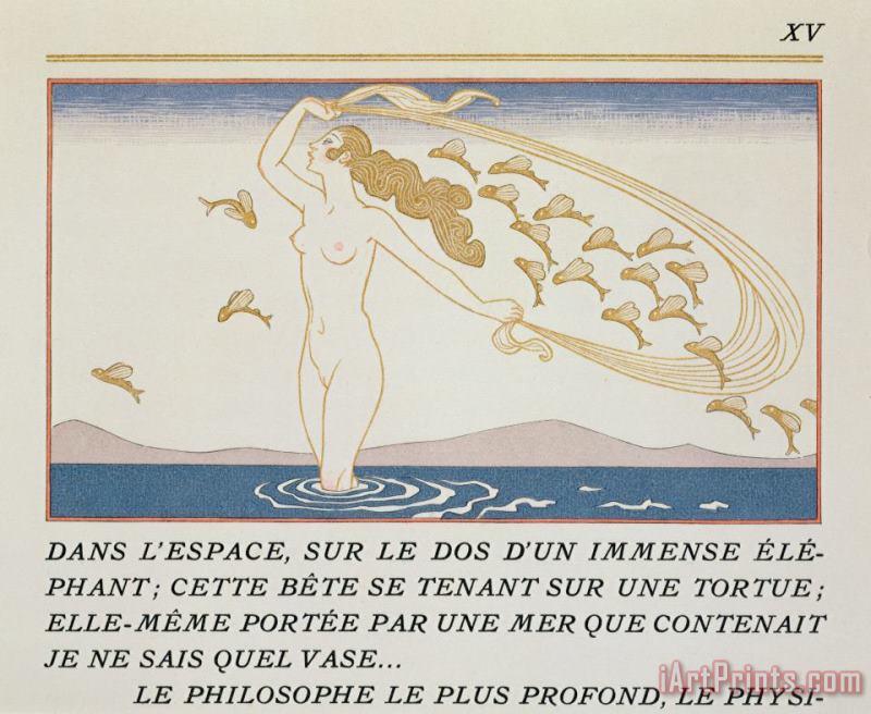 Georges Barbier Woman Wading Through Water Art Print