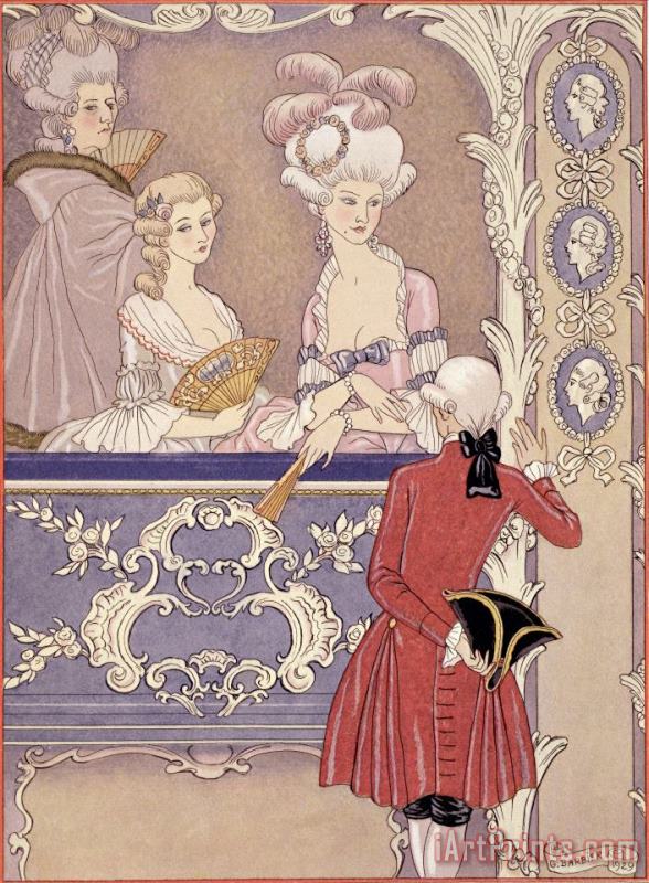 Women In A Theater Box painting - Georges Barbier Women In A Theater Box Art Print
