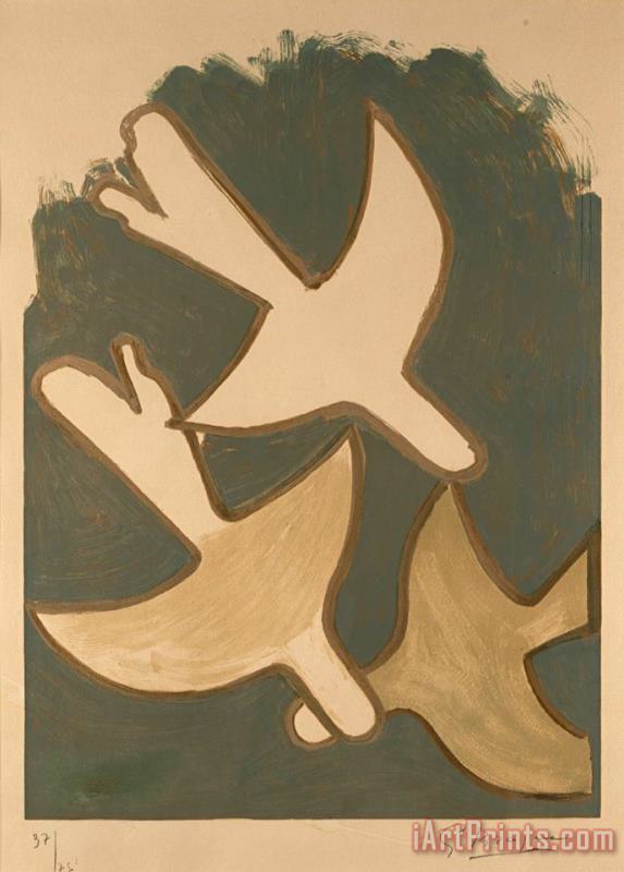 Georges Braque Les Oiseaux Blancs, 1958 Art Painting
