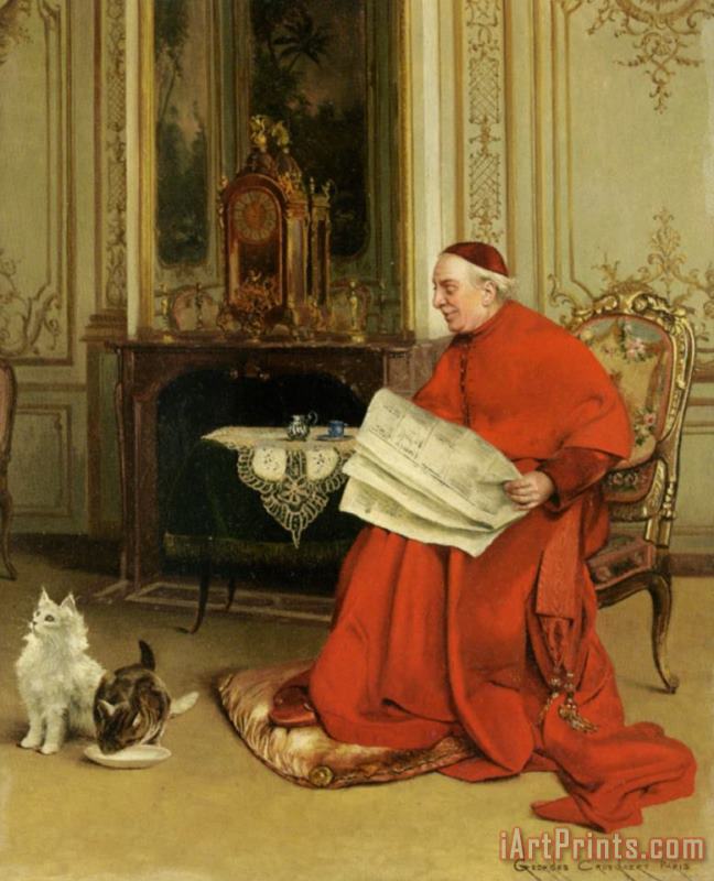 Reading The News painting - Georges Croegaert Reading The News Art Print
