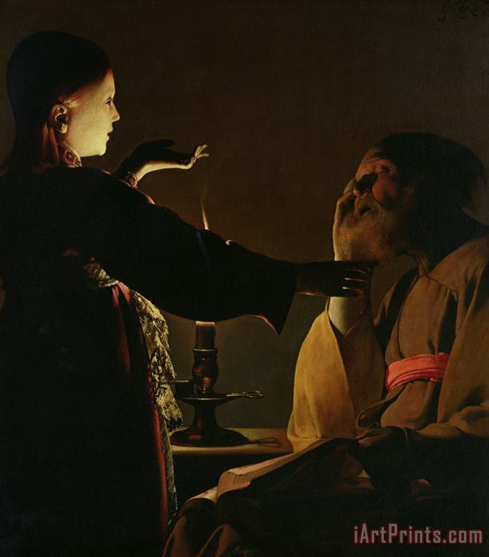 Jospeh and The Angel painting - Georges de la Tour Jospeh and The Angel Art Print