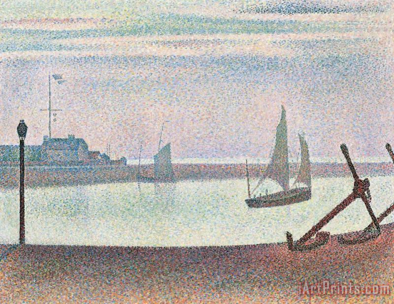 The Channel At Gravelines In The Evening painting - Georges Seurat The Channel At Gravelines In The Evening Art Print