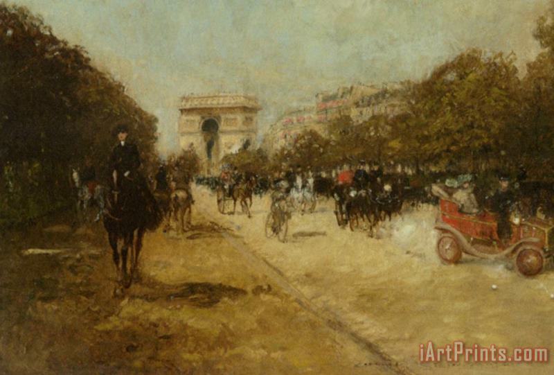 Arc De Triomphe Seen From Avenue Foch painting - Georges Stein Arc De Triomphe Seen From Avenue Foch Art Print