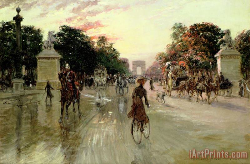 The Champs Elysees - Paris painting - Georges Stein The Champs Elysees - Paris Art Print