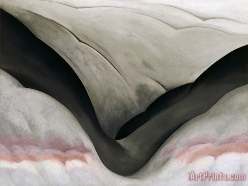 Georgia O'keeffe Black Place Grey And Pink Art Painting