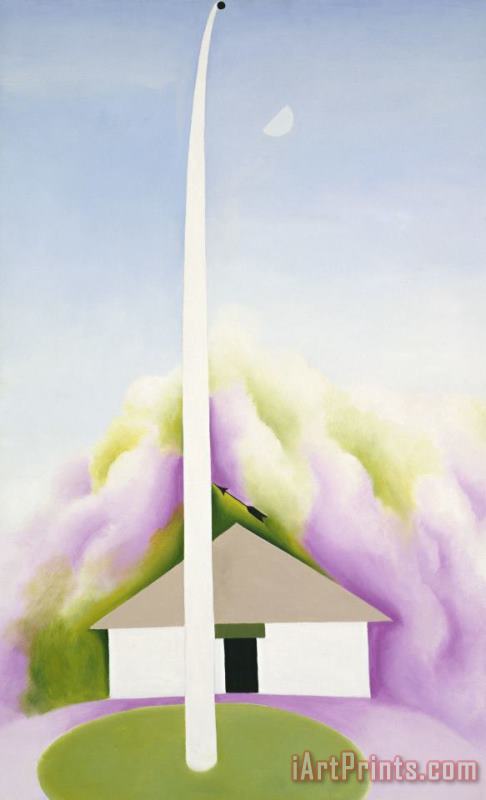 Georgia O'keeffe Flag Pole And White House, 1959 Art Painting