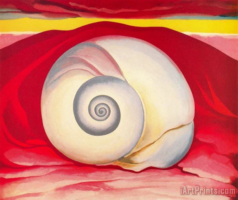 Georgia O'keeffe Red Hill And White Shell Art Print