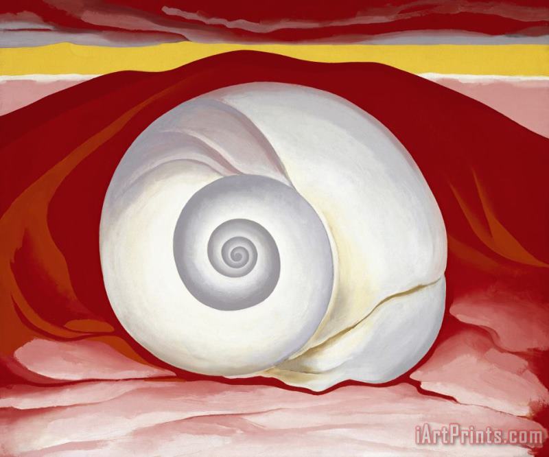 Georgia O'Keeffe Red Hill And White Shell Art Print