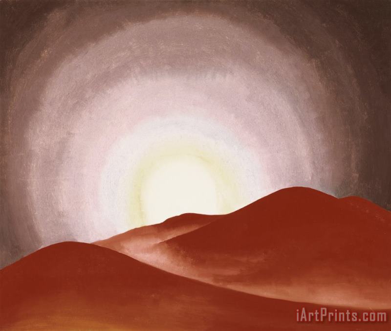 The Red Hills & The Sun, Lake George painting - Georgia O'Keeffe The Red Hills & The Sun, Lake George Art Print