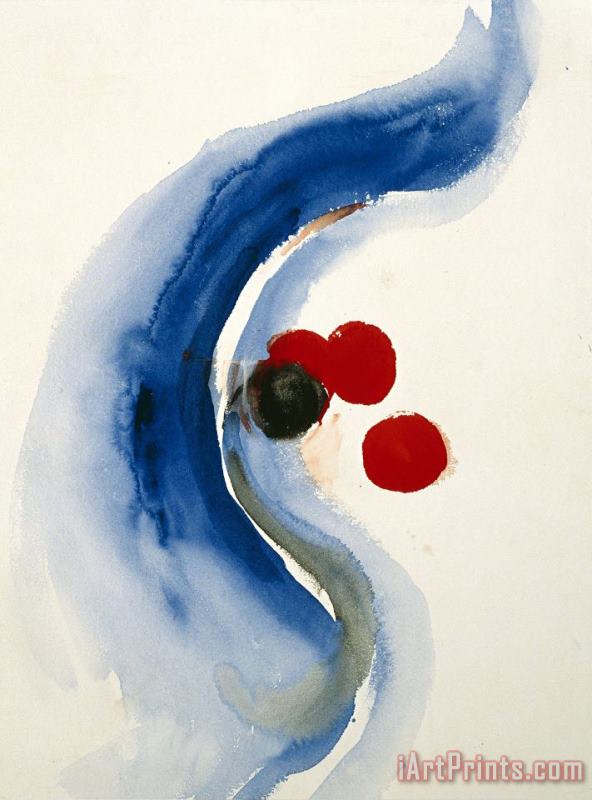 Georgia O'keeffe Untitled (abstraction Blue Wave And Three Red Circles), 1970s Art Print