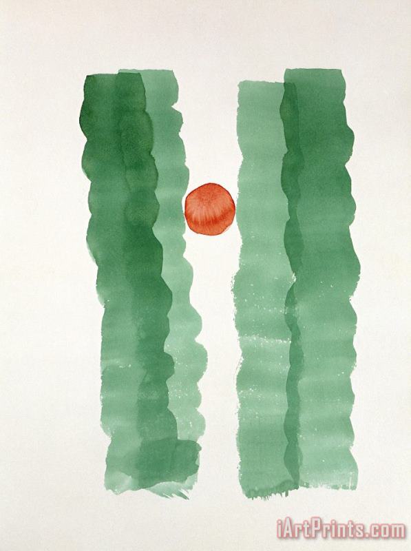 Georgia O'keeffe Untitled (abstraction Four Green Lines with Red), 1979 Art Painting