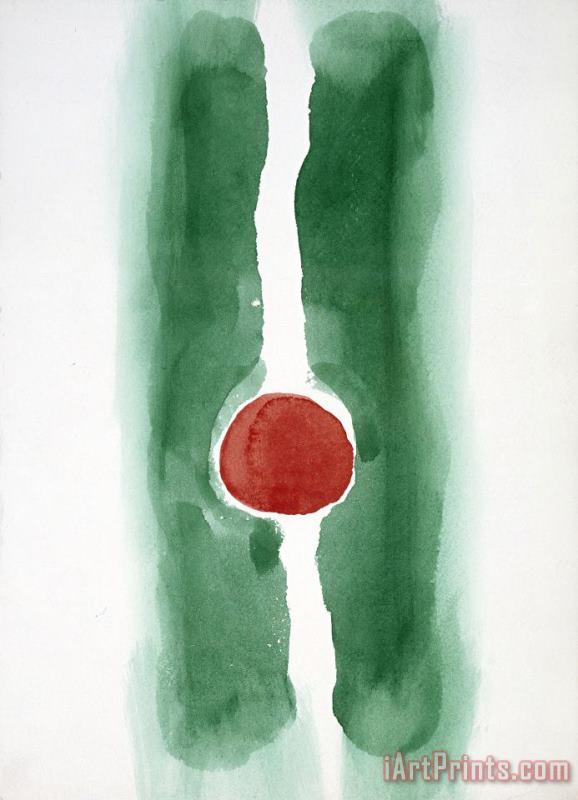 Georgia O'keeffe Untitled (abstraction Green Lines And Red Circle Ii), 1970s Art Painting