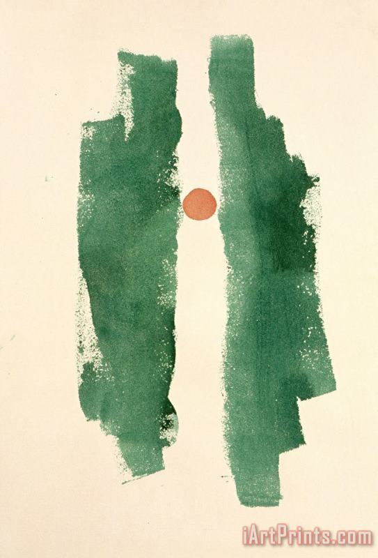 Georgia O'keeffe Untitled (abstraction Two Green Lines Small Red Circle), 1979 Art Print