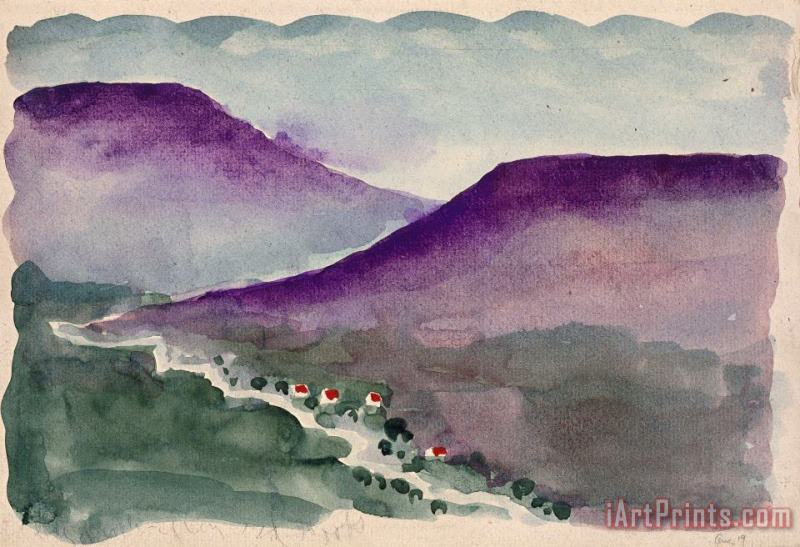 Untitled (landscape), Adrienne Brugger Sketchbook, 1917 painting - Georgia O'keeffe Untitled (landscape), Adrienne Brugger Sketchbook, 1917 Art Print