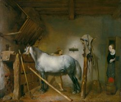 Gerard ter Borch Horse Stable painting