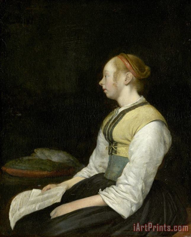 Gerard ter Borch Seated Girl in Peasant Costume Art Print