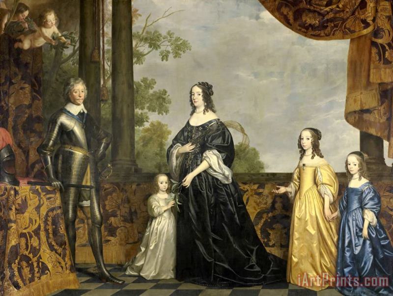 Gerard Van Honthorst Frederick Henry, His Consort Amalia of Solms, And Their Three Youngest Daughters Art Painting
