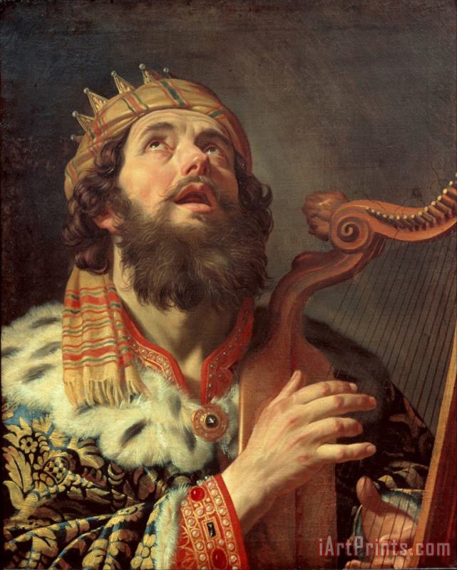 Gerard Van Honthorst King David Playing The Harp Art Painting