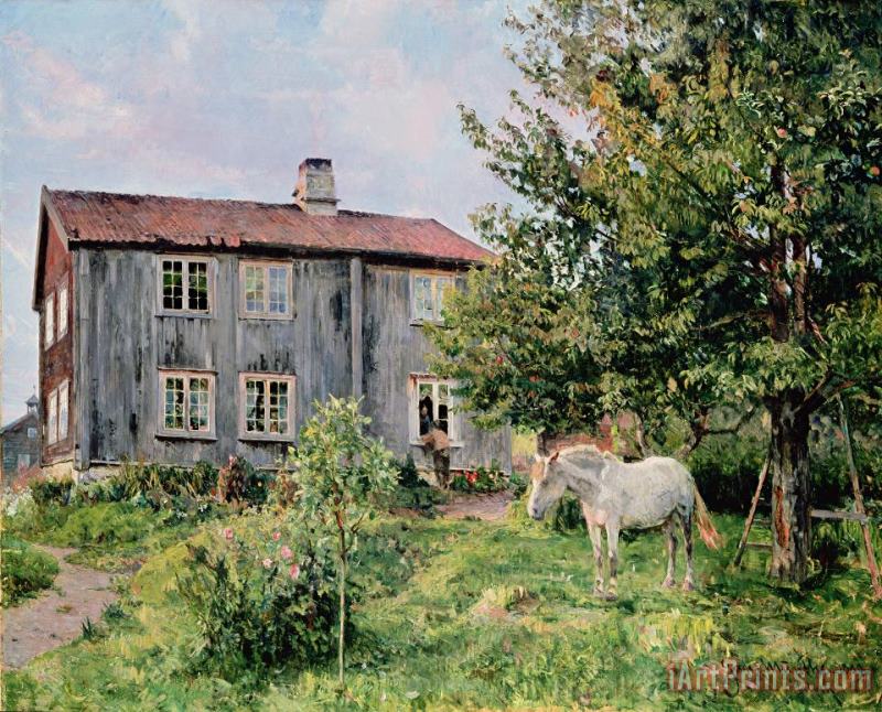 Gerhard Peter Frantz Vilhelm Munthe At The Farm Art Painting