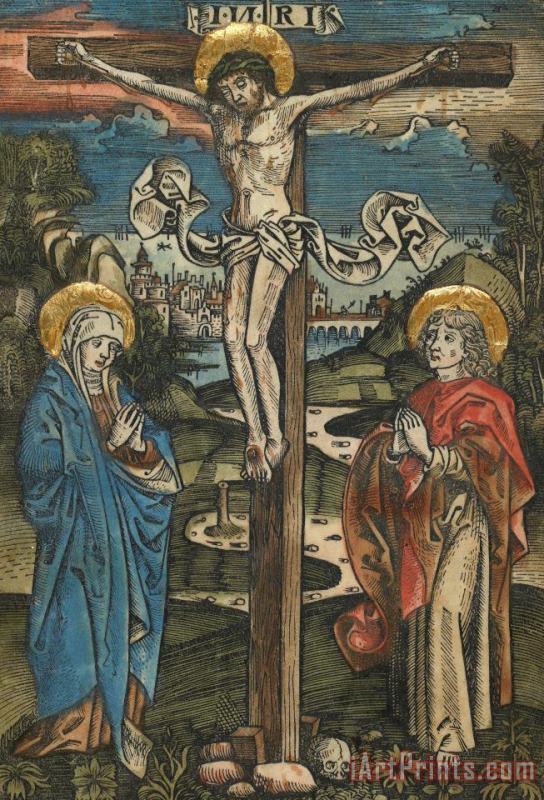German School Christ On The Cross With Mary And Saint John Art Painting