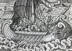 German School Viking Ship painting