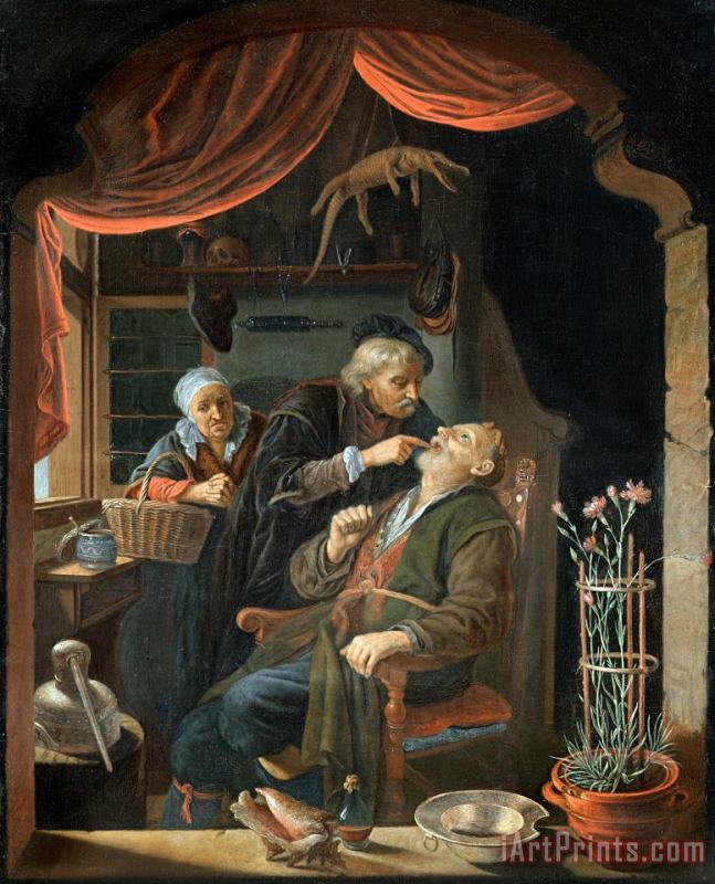 Gerrit Dou A Dentist Examining The Tooth of an Old Man Art Print