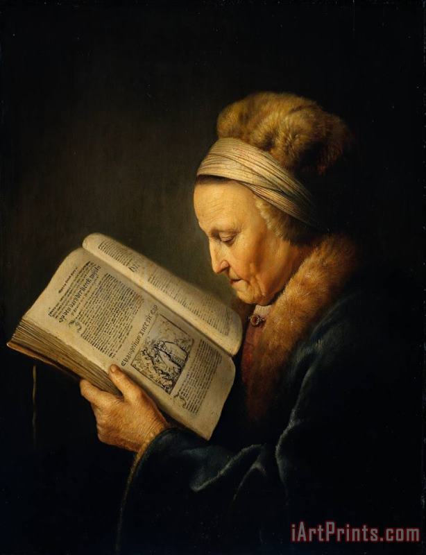 Gerrit Dou Old Woman Reading a Lectionary Art Print