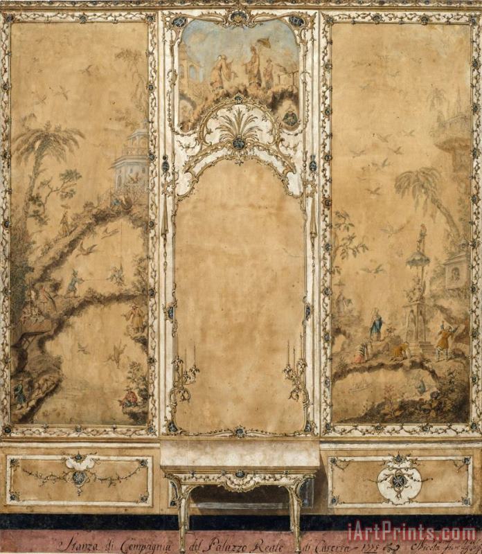 Wall Decoration for The Drawing Room of The Palace of Caserta painting - Getty Ms. Ludwig Xv 13 01r Wall Decoration for The Drawing Room of The Palace of Caserta Art Print