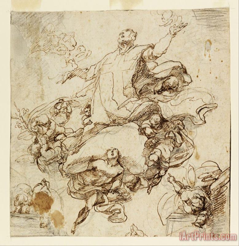 Glorification of St. Filippo Neri painting - Giacomo Farelli Glorification of St. Filippo Neri Art Print