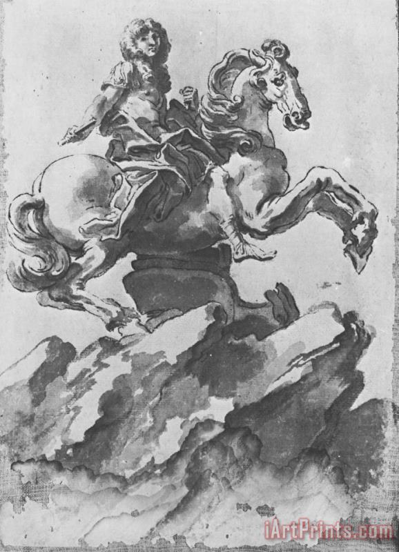 Design for The Equestrian Monument of Louis Xiv painting - Gian Lorenzo Bernini Design for The Equestrian Monument of Louis Xiv Art Print