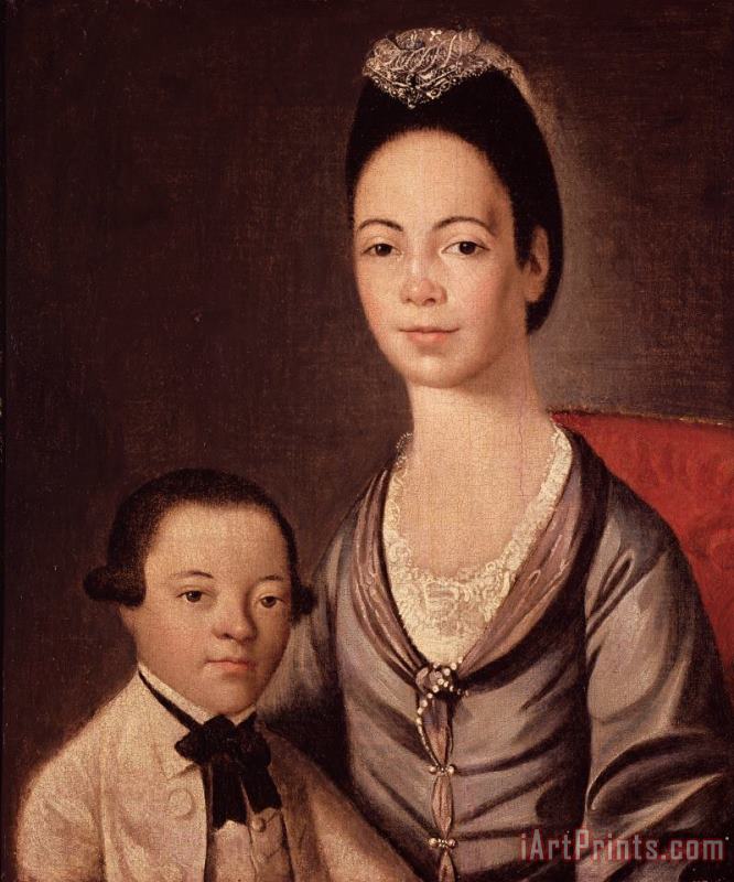 Mrs. Aaron Lopez and her son Joshua painting -  Gilbert Stuart Mrs. Aaron Lopez and her son Joshua Art Print
