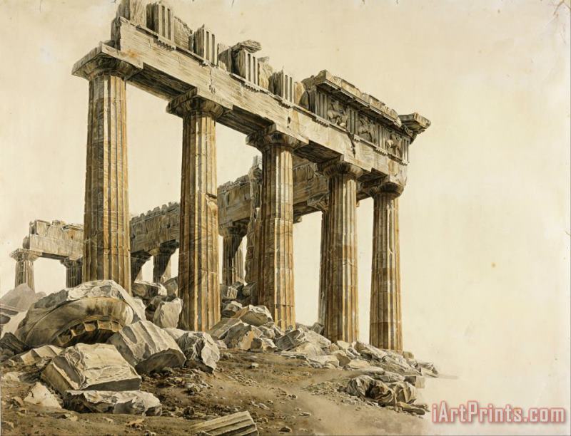 The South East Corner of The Parthenon, Athens painting - Giovanni Battista Lusieri  The South East Corner of The Parthenon, Athens Art Print