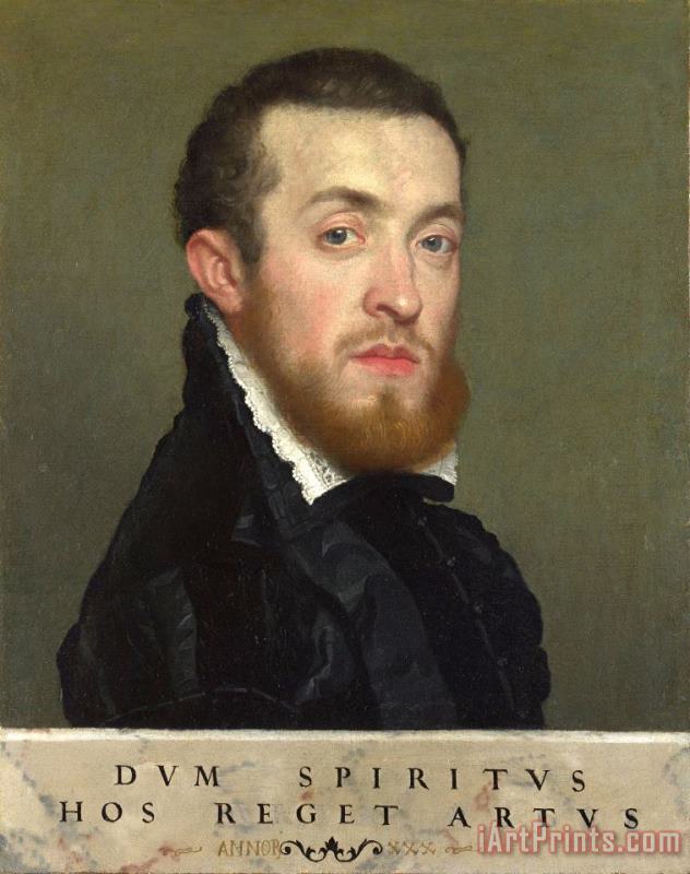 Giovanni Battista Moroni Bust Portrait of a Young Man with an Inscription Art Painting