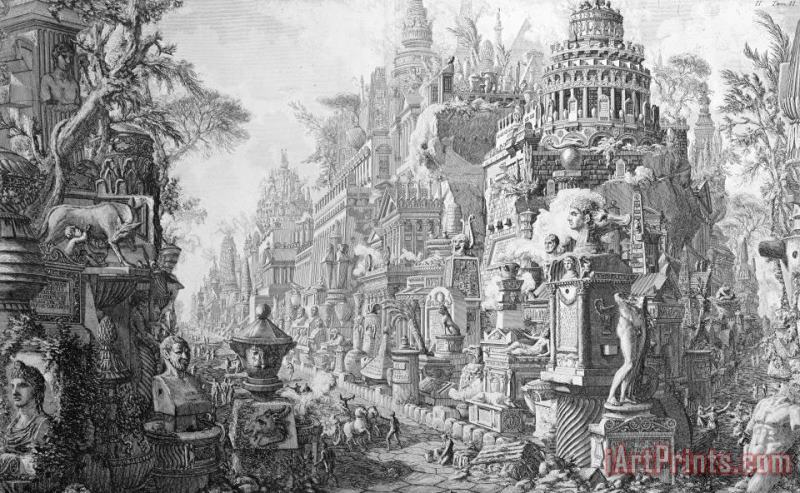 Allegorical Frontispiece Of Rome And Its History From Le Antichita Romane painting - Giovanni Battista Piranesi Allegorical Frontispiece Of Rome And Its History From Le Antichita Romane Art Print