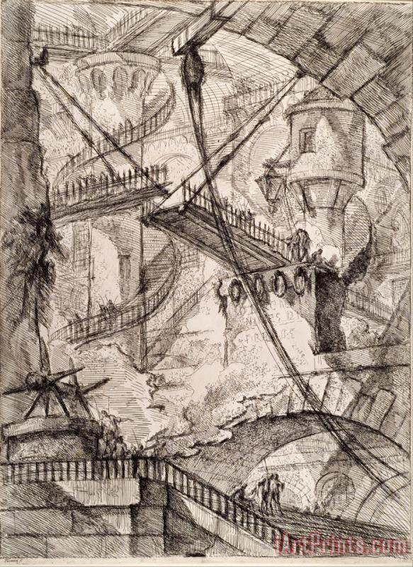 The Drawbridge painting - Giovanni Battista Piranesi The Drawbridge Art Print