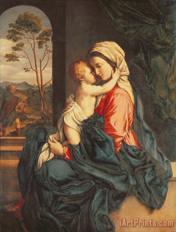 The Virgin and Child Embracing painting - Giovanni Battista Salvi The Virgin and Child Embracing Art Print