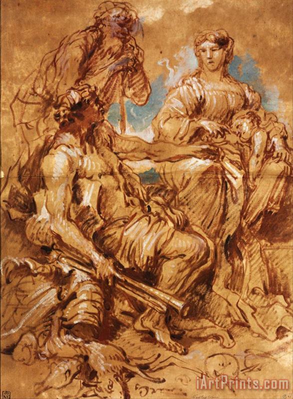 Giovanni Benedetto Castiglione  Allegory in Honour of The Ruling Couple of Mantua Art Print
