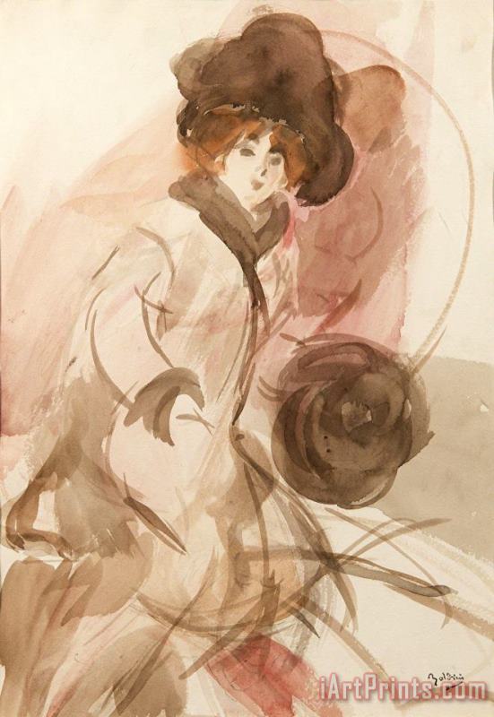 Giovanni Boldini Sketch of a Woman with Hat Art Painting