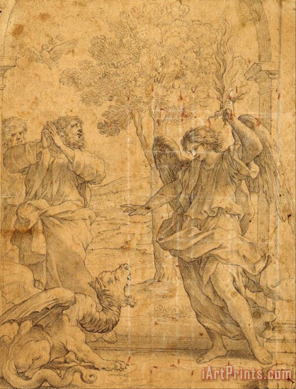Giovanni Francesco Romanelli Archangel Uriel And The Dragon Art Painting