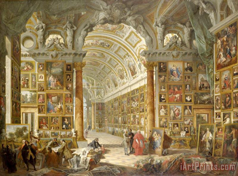 Giovanni Paolo Panini Interior of a Picture Gallery with The Collection of Cardinal Silvio Valenti Gonzaga Art Print