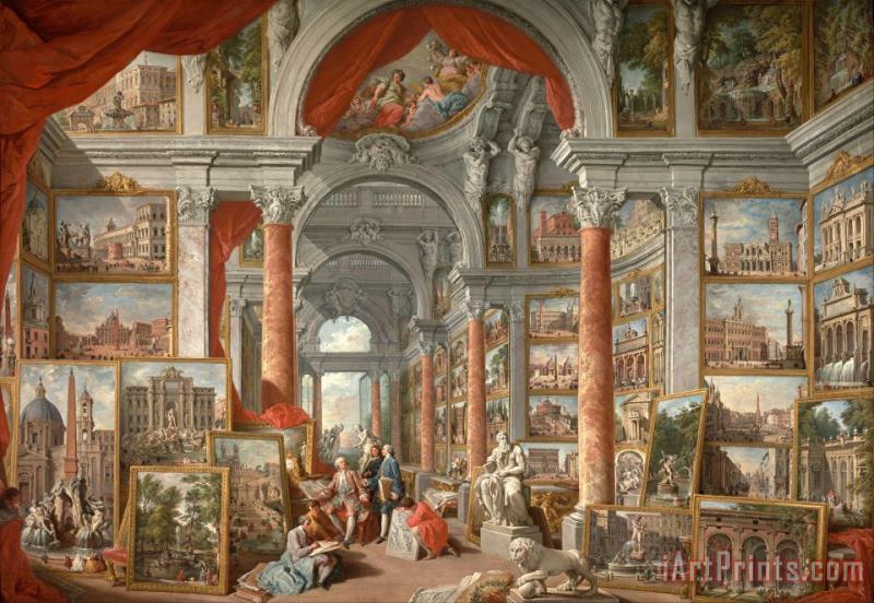Picture Gallery with Views of Modern Rome painting - Giovanni Paolo Panini Picture Gallery with Views of Modern Rome Art Print