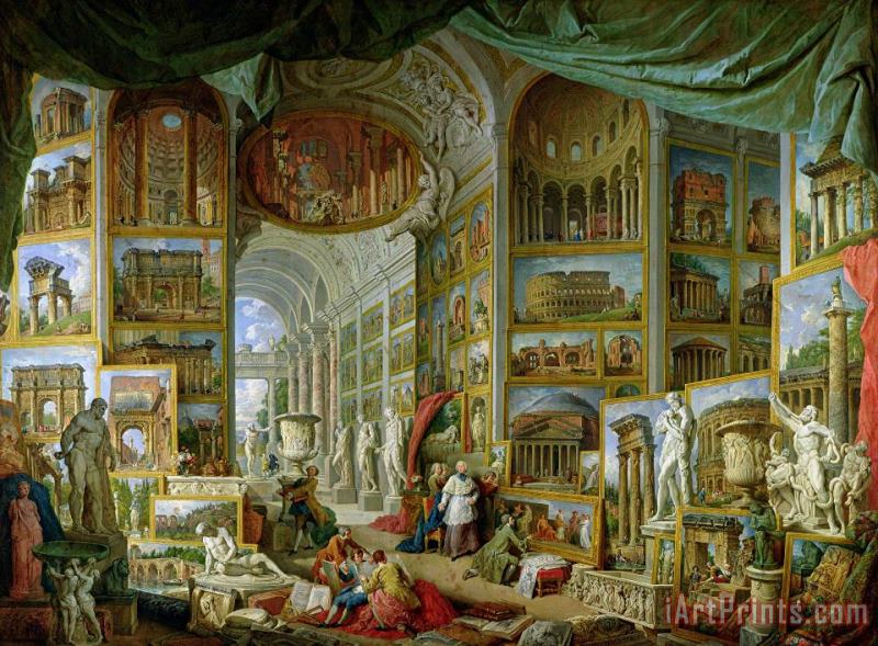 Gallery of Views of Ancient Rome painting - Giovanni Paolo Pannini Gallery of Views of Ancient Rome Art Print