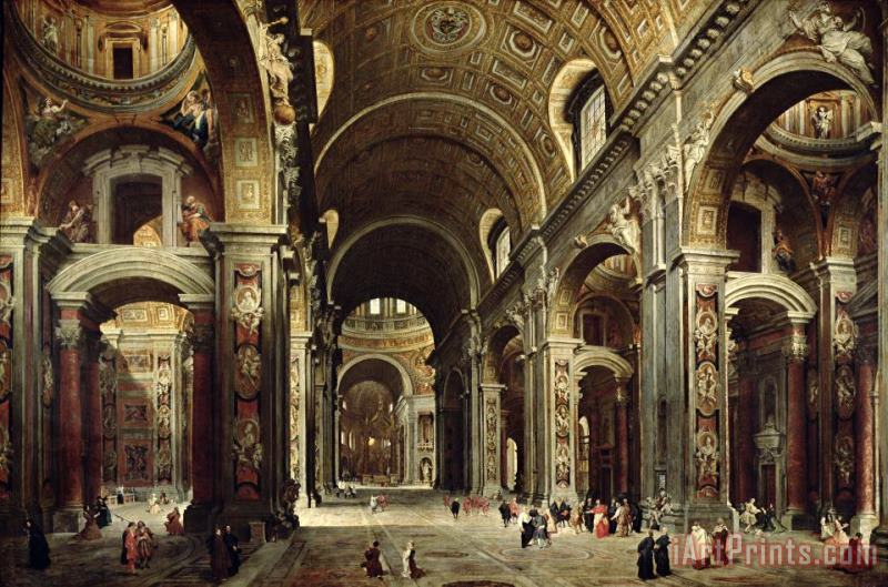 Giovanni Paolo Pannini or Panini Cardinal Melchior de Polignac Visiting St Peters in Rome Art Painting
