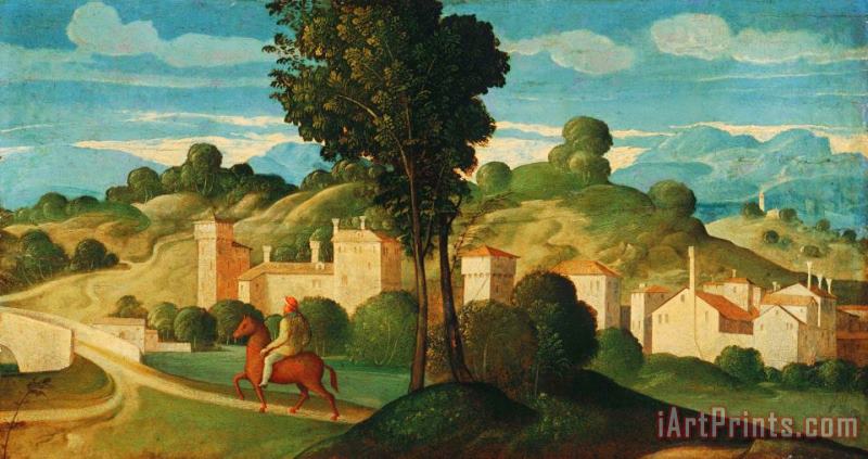 Girolamo Da Santa Croce Landscape with Rider Art Painting