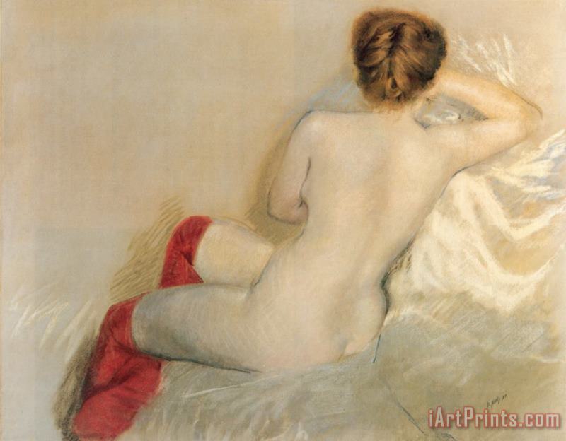 Giuseppe De Nittis Nudo Con Le Calze Rosse Art Painting